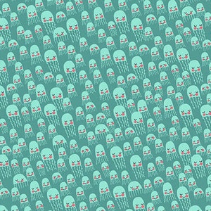 Commotion in the Ocean 2126-67 aqua jelly fish by Patty Rybolt for Blank