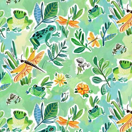 Earth Day ST-DJL2116MULTI multi frogs  by August Wren for Dear Stella