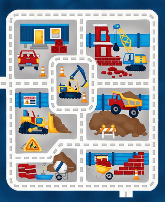 Sew & Go VII -Game fabric panel Quilting Treasures Playmat fabric Playmat Allover Construction Sew & Go VII -Game fabric panel Quilting Treasures Playmat fabric Playmat Allover Construction