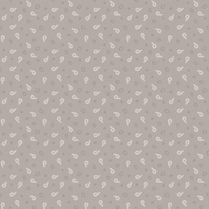 May include: A seamless pattern with a light gray background and white swirls and dots.
