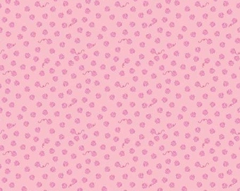 May include: A pink background with a repeating pattern of small, pink, stylized flowers. The flowers are arranged in a staggered pattern.
