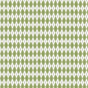 May include: A green and white argyle pattern background.