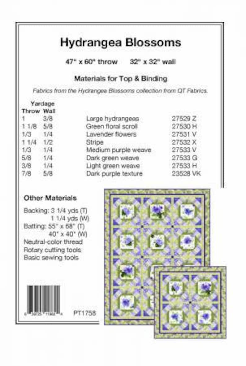 Hydrangea Blossoms Quilt Pattern 1758 by Sue Harvey and Sandy Boobar ...