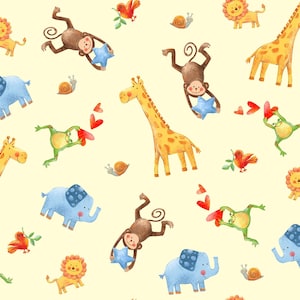 Wee Ones 594061 allover animals cream for Oasis Fabrics
