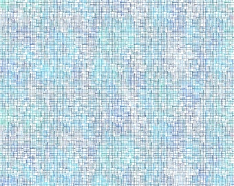May include: Abstract blue and white patterned fabric with a subtle grid design.