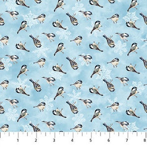 Christmas Woodland 23527-42 chickadee toss by Kathryn Christensen for Northcott