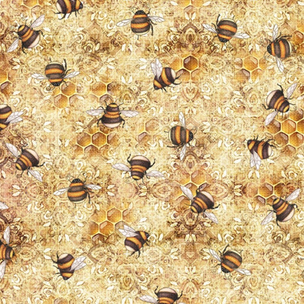 Sweet as Honey 1649-29445-E bee toss by Dan Morris for QT Fabrics