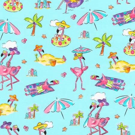 Flamingo Beach AYQ-72742-70 AQUA  by Mary Jane Mitchell for Robert Kaufman