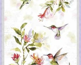 Hummingbird Floral 39826-137 panel  by Susan Winget for Wilmington Prints