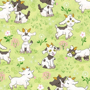 End of bolt 11” Lil’ Goats 1649-29299-H baby goats by Mar Auslander  for QT Fabrics