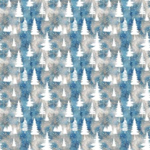 Cold Winter Morning 7301-71 blue trees by Kathleen Francour for Studio E