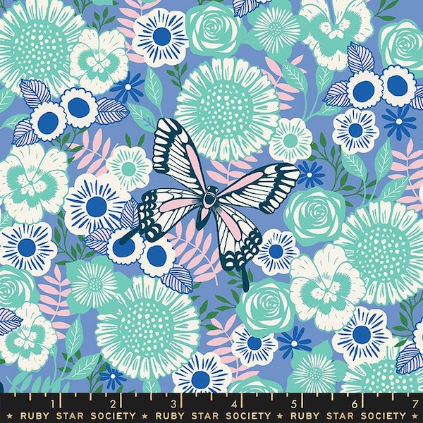 Backyard RS2085-13 butterfly garden droid by Sarah Watts for Ruby Star