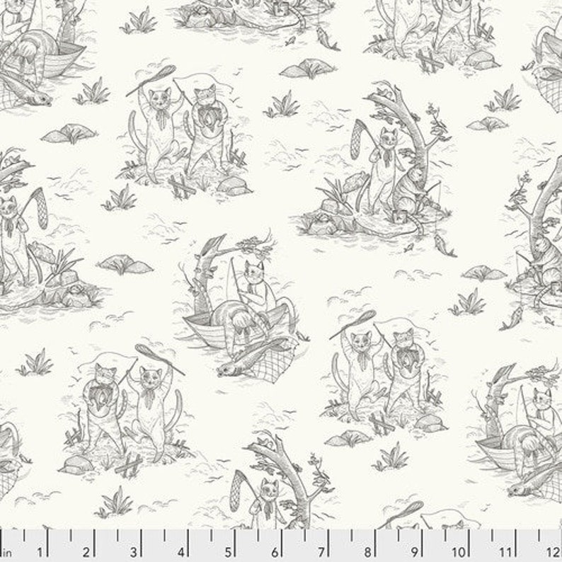 Cat Tails Fishing Trip PWRH002.SEPIA by Rachel Hauer for Free Etsy