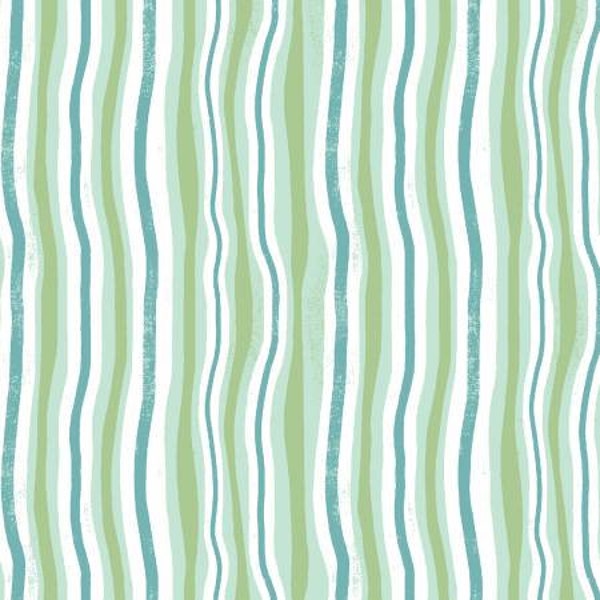 Jungle Jive Y3114-110 mint wavy stripe by Asa Gilland for Clothworks