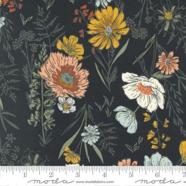 Woodland Woldflowers 45580-19 charcoal by Fancy That Design House for Moda