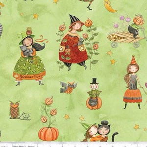 Ghoul Friends C16050 green main by Teresa Kogut for Riley Blake