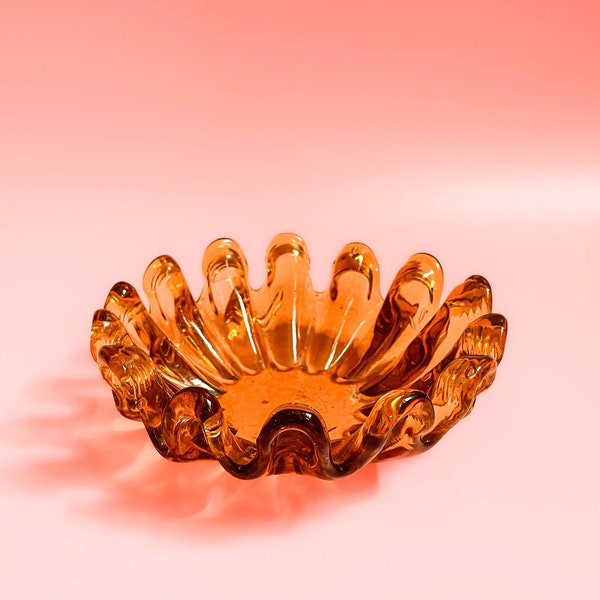 Boho Amber Wavy Glass Catchall Dish