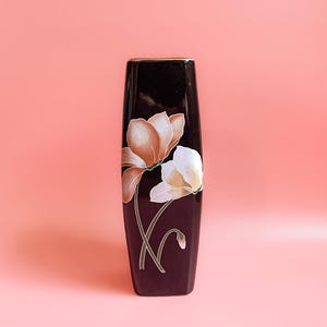 Black Japanese Floral Vase, Toyo Ceramics