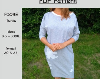 Sweatshirt tunic pattern, tunic Pattern, Sewing Patterns, PDF Sewing Pattern, PDF dress Pattern, dress pattern