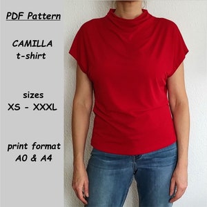 T-shirt pattern with turtleneck, Blouse Pattern, Sewing Patterns, PDF Sewing Pattern, PDF t-shirt Pattern