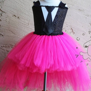 Boss Baby Tutu Dress, Girl Boss Baby Costume, Pink Tuxedo Birthday Outfit, Baby in Charge Tutu, Handmade High Low Tutu Dress