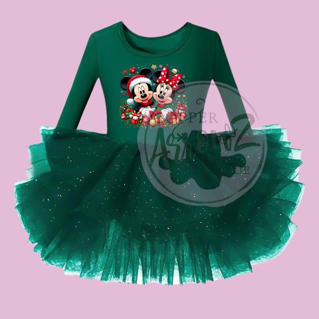 minnie mouse christmas tutu dress & Mickey Green | Girls Long Sleeve Holiday | Disney Christmas Outfit high resolution minnie mouse pink dress