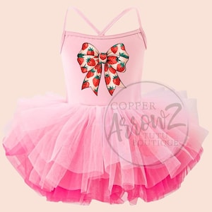 Strawberry Tutu Dress | Berry First Birthday Outfit | Pink Toddler Leotard | Summer Girl Costume | Baby Girl Strawberry Dress