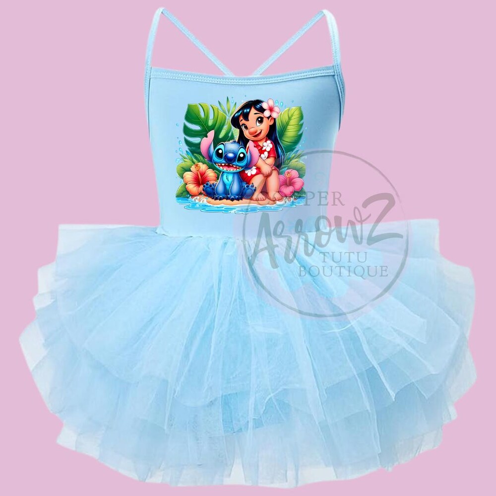 Lilo And Stitch Baby Girl Outfit | Blue Toddler Tutu Romper | Beach Vacation Dress | One Piece Leotard | Disney Summer Outfit For Girls