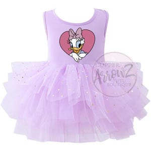 Helles lila Daisy Duck Tutu Trikot | Disney Kleinkinder Outfit | Geburtstag Tutu Kleid
