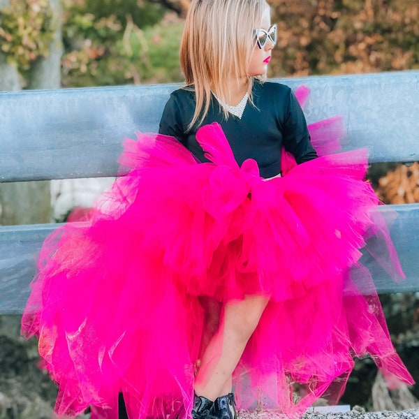 Hot pink fuschia high low tutu skirt, hot pink high low tutu, pink tutu