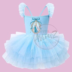 Elsa Frozen Tutu Dress | Light Blue Princess Leotard | Toddler Girl Disney Outfit | Coquette Bow Elsa Costume | Frozen Themed Birthday Dress