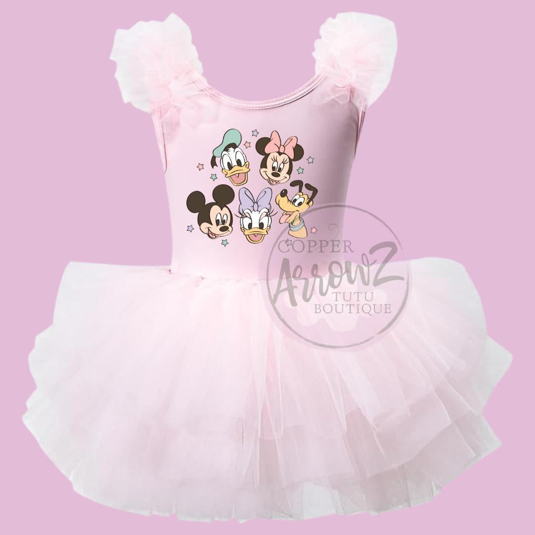 Disney Friends Tutu Outfit for Girls, Pink Ruffle Sleeve Dress With ...