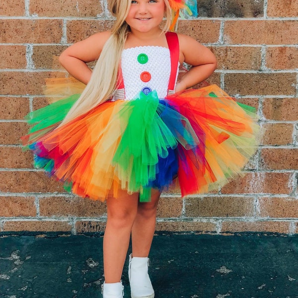 Colorful rainbow circus Clown tutu dress Costume