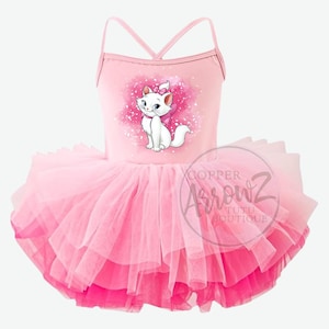 Marie Cat Tutu Dress | Ombre Pink Disney Birthday Outfit | Aristocats Girl Leotard | Toddler Tutu for Disney Trip | Baby Girl Marie Costume