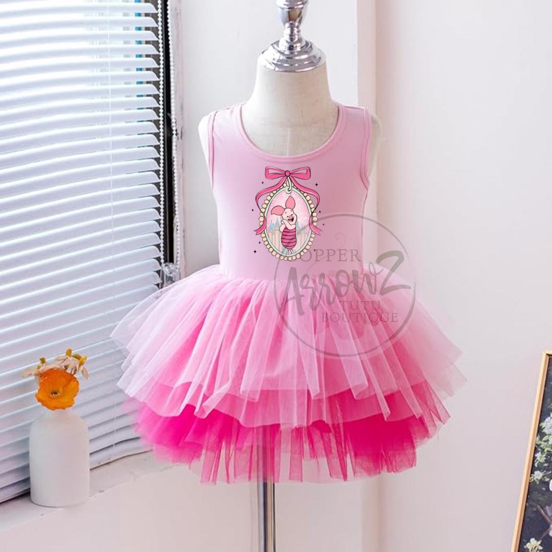 Piglet Inspired Pink Tutu Leotard for Girls, Winnie the Pooh