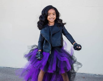 Black and Purple High-Low Tutu Skirt – Girls Halloween Costume, Birthday  Outfit, Dress-Up Party Skirt