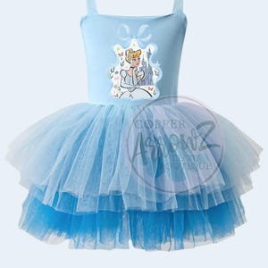 Blue Cinderella Tutu Dress | Ombre Disney Princess Birthday Outfit | Toddler Girl Sweetheart Leotard | Fairytale Theme Park Dress