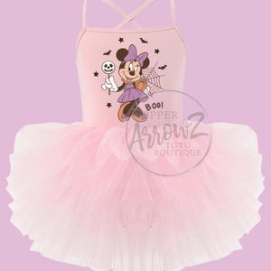 Halloween Minnie Mouse Tutu – Pink Toddler Girl Leotard, Fall Disney Trip Outfit, Pumpkin Tutu Dress