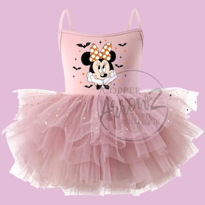 Halloween Minnie Tutu Dress | Toddler Girl Spooky Costume | Pink Bat Tutu Leotard | Fall Birthday Outfit