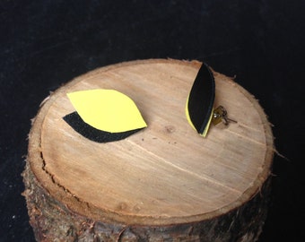 Flora - leaf leather earrings