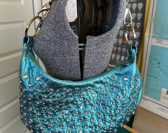 Unique Turquoise Rhinestone Hobo Cross Shoulder Bag