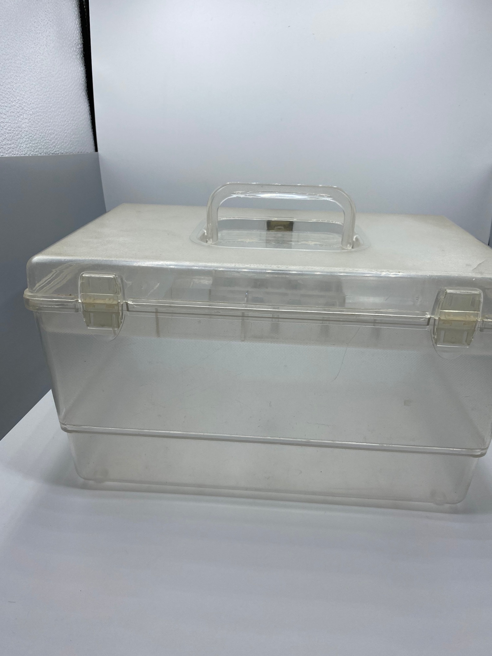 Vintage Clear Plastic Sewing Box with Tray Etsy