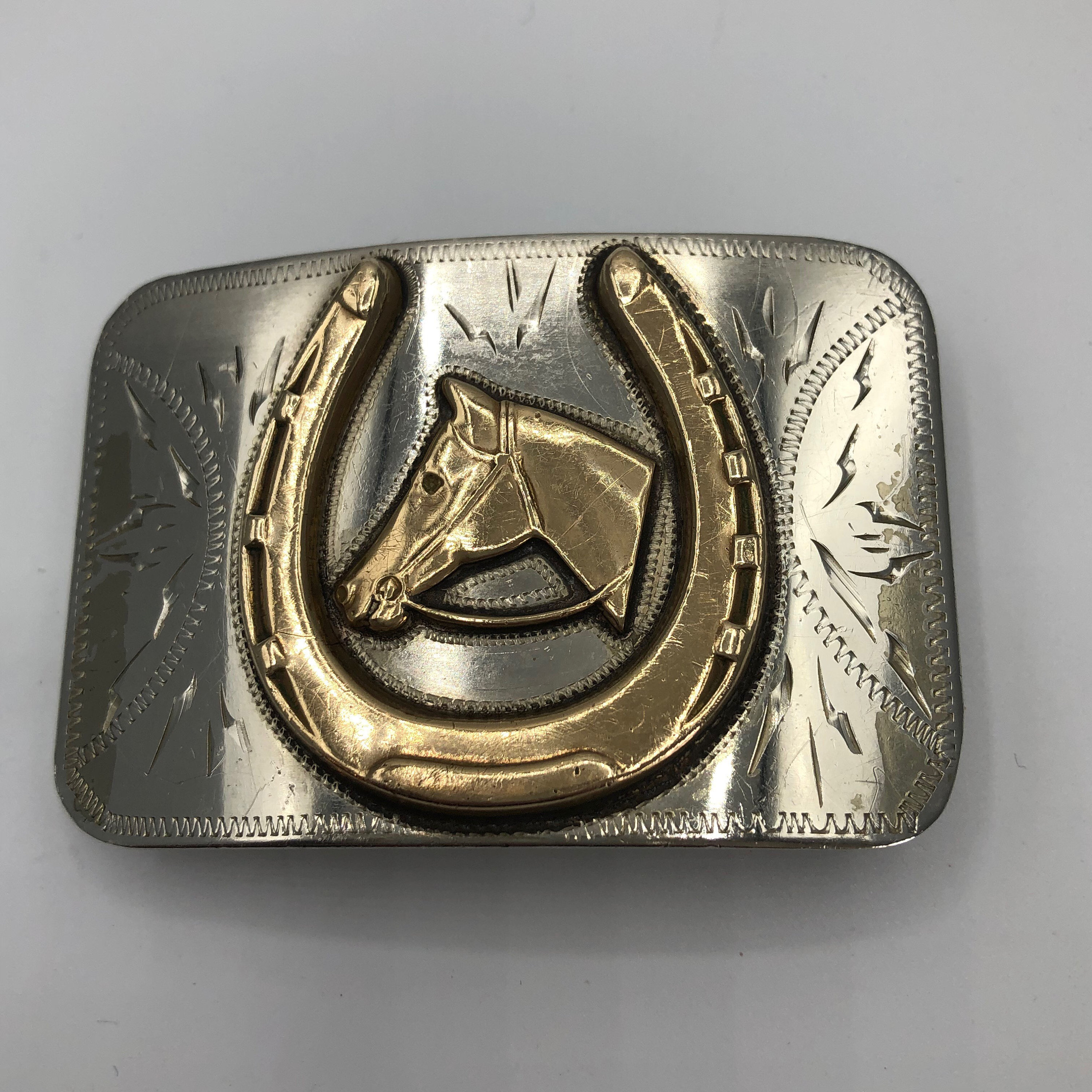 Vintage Ricardo Silver and Bronze Horseshoe Belt Buckle Etsy