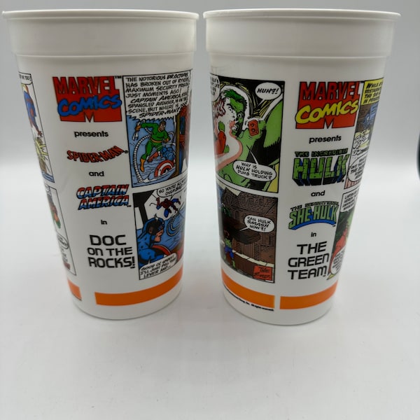 Vintage Hardee's Restaurant Cups - Marvel Comics - Set of 2