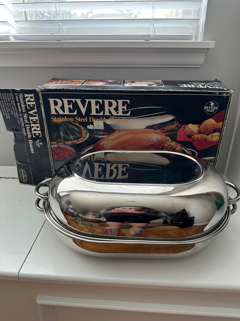 Vintage Revere Stainless Steel Double Roaster Original Box Etsy
