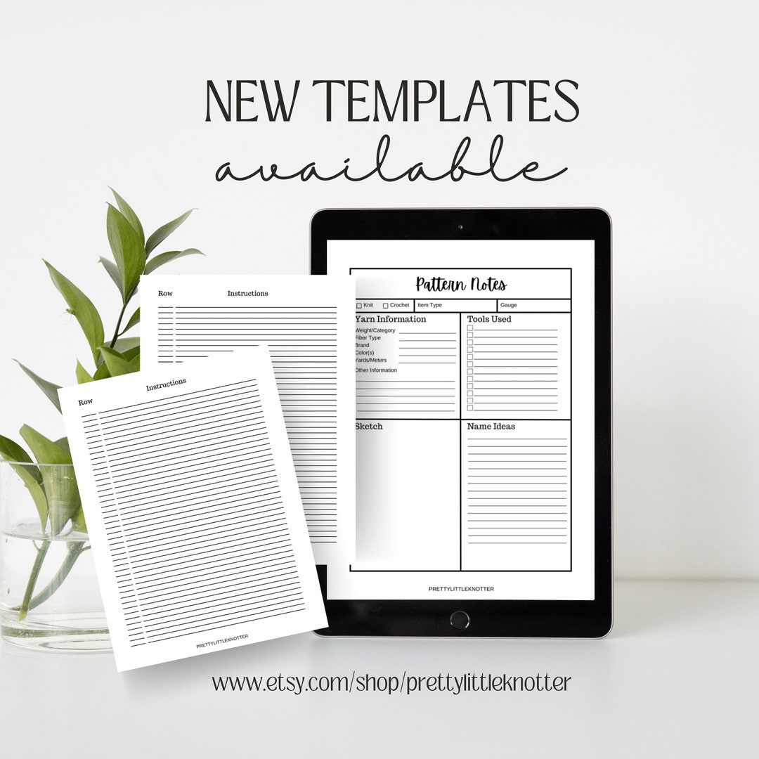 PATTERN NOTES TEMPLATE | Crochet and Knitting Pattern Notes | Instant ...