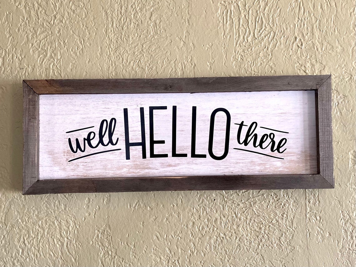 Rustic wall hanging Hello sign housewarming gift entryway Etsy