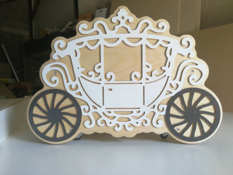 Personalized Toy Box on Wheels for Kids, Princess Carriage, Custom Name