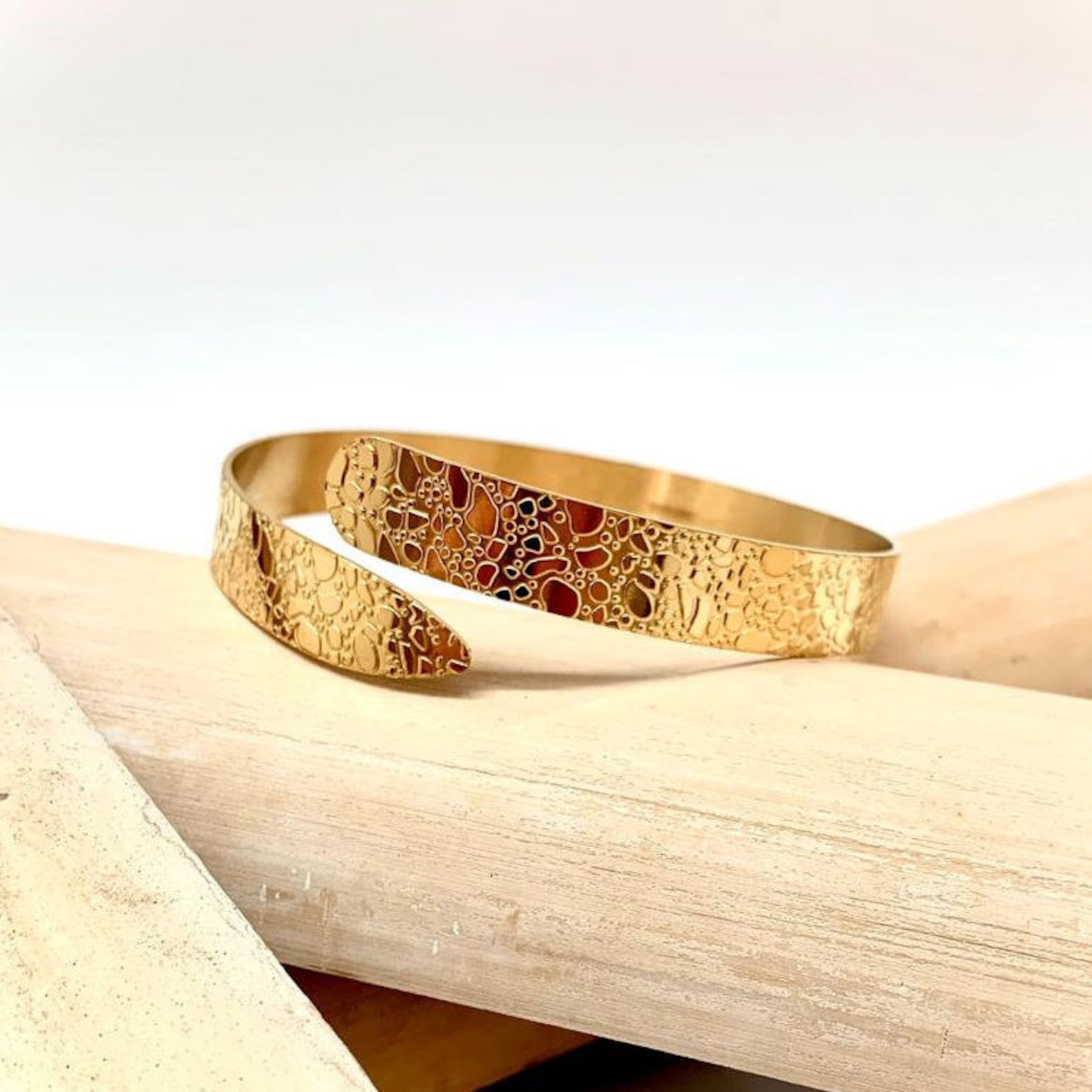 18 Kt Goldplated Cuff Bracelet adeje Etsy