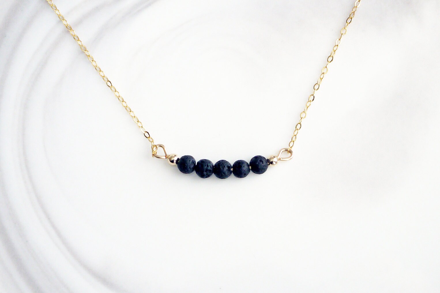 PENTATONIC Lava Rock Necklace, Gold
